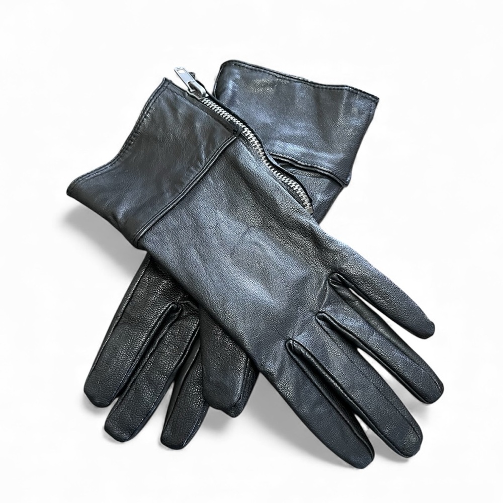 A Pair of Zippered Leather Gloves